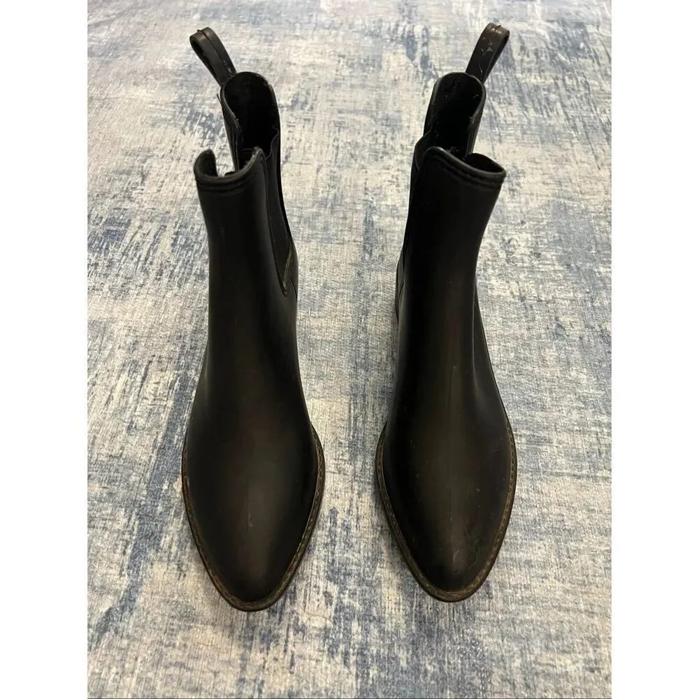 Jeffrey Campbell Havana Black Chelsea Pointed Toe Rain Boots Women's Size 8